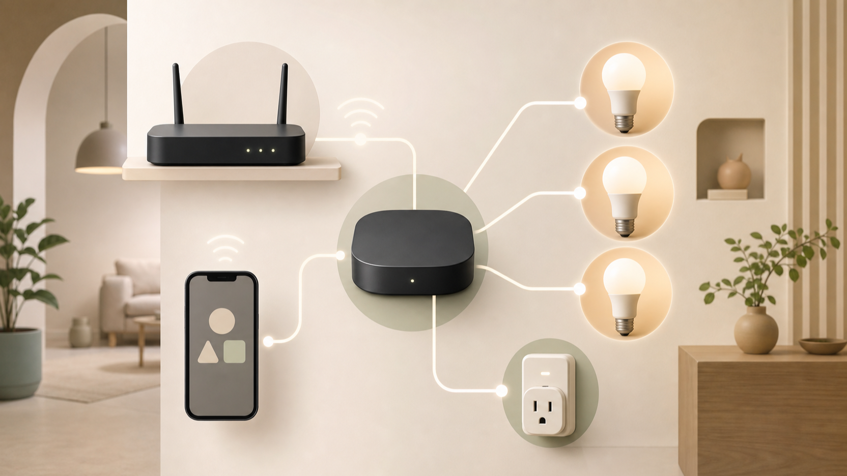Redaktionelle Illustration zu Die besten Systeme für smarte Beleuchtung: Empfehlungen für unterschiedliche Wohnräume